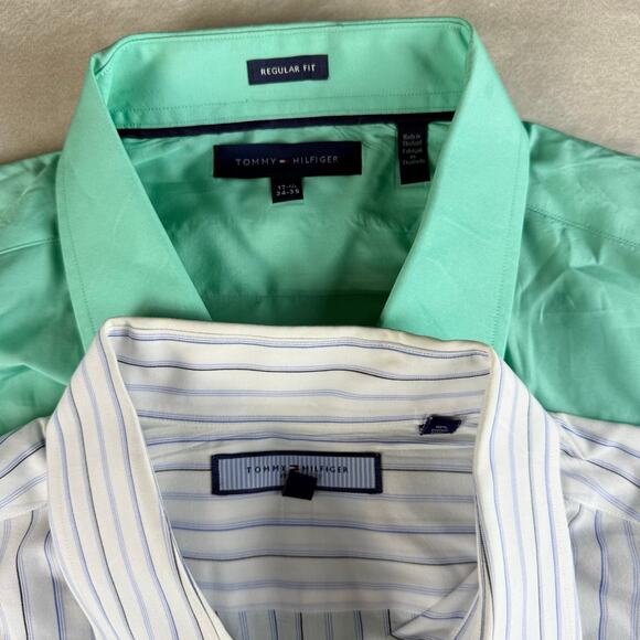 Tommy Hilfiger Button Down Shirts Lot of 2 Long Sleeve Men's 17.5 Casual Office - Picture 2 of 8